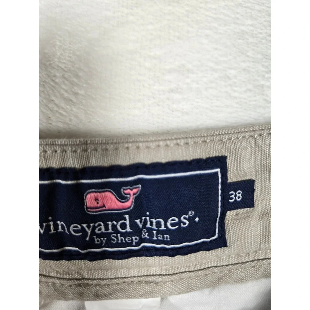 Vineyard Vines Mens Khaki Tan Crosshatch Cotton Flat Front Shorts 38 Coastal‎